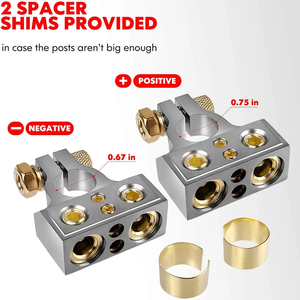 Battery Terminals Positive and Negative Pole Heavy-duty Automobile 1 Pair 0/2/4/8/10 Terminal Top Post
