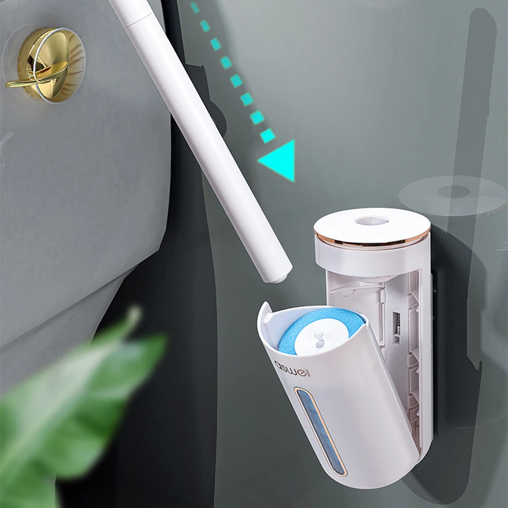 Disposable Cleaning Toilet Brush Wall-mounted Toilet Bowl Cleaner Brush Long Handle Ergonomics Toilet Bowl Cleaning Kit