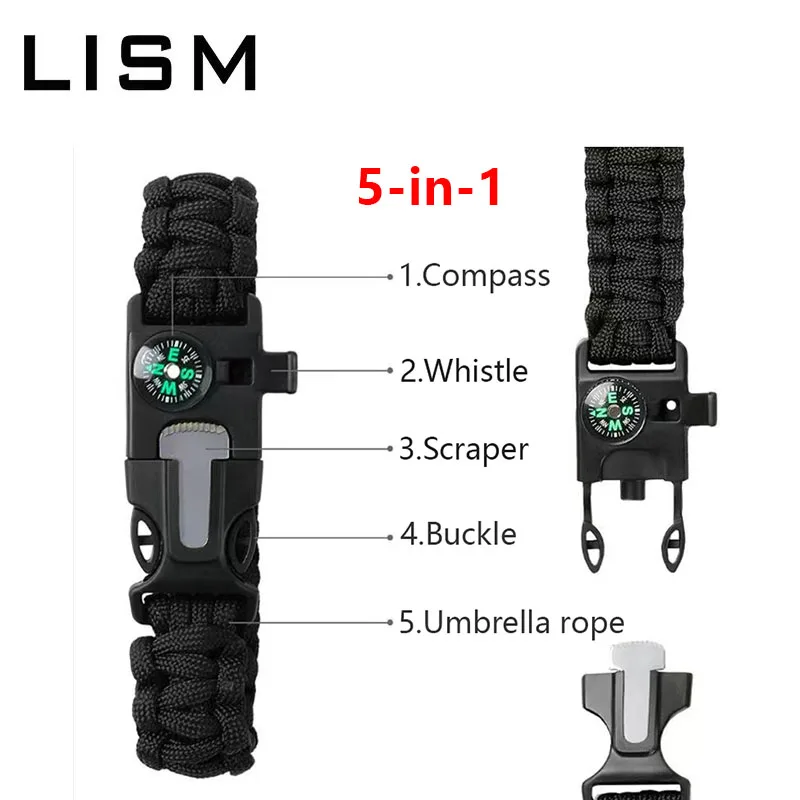 Multi-function Survival Paracord Bracelet Men Women Outdoor