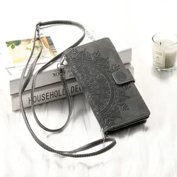 Elegant Crossbody Leather Zipper Wallet Flip Case - Universal Smartphone Accessory for Samsung A05s (Gray-Long Strap)
