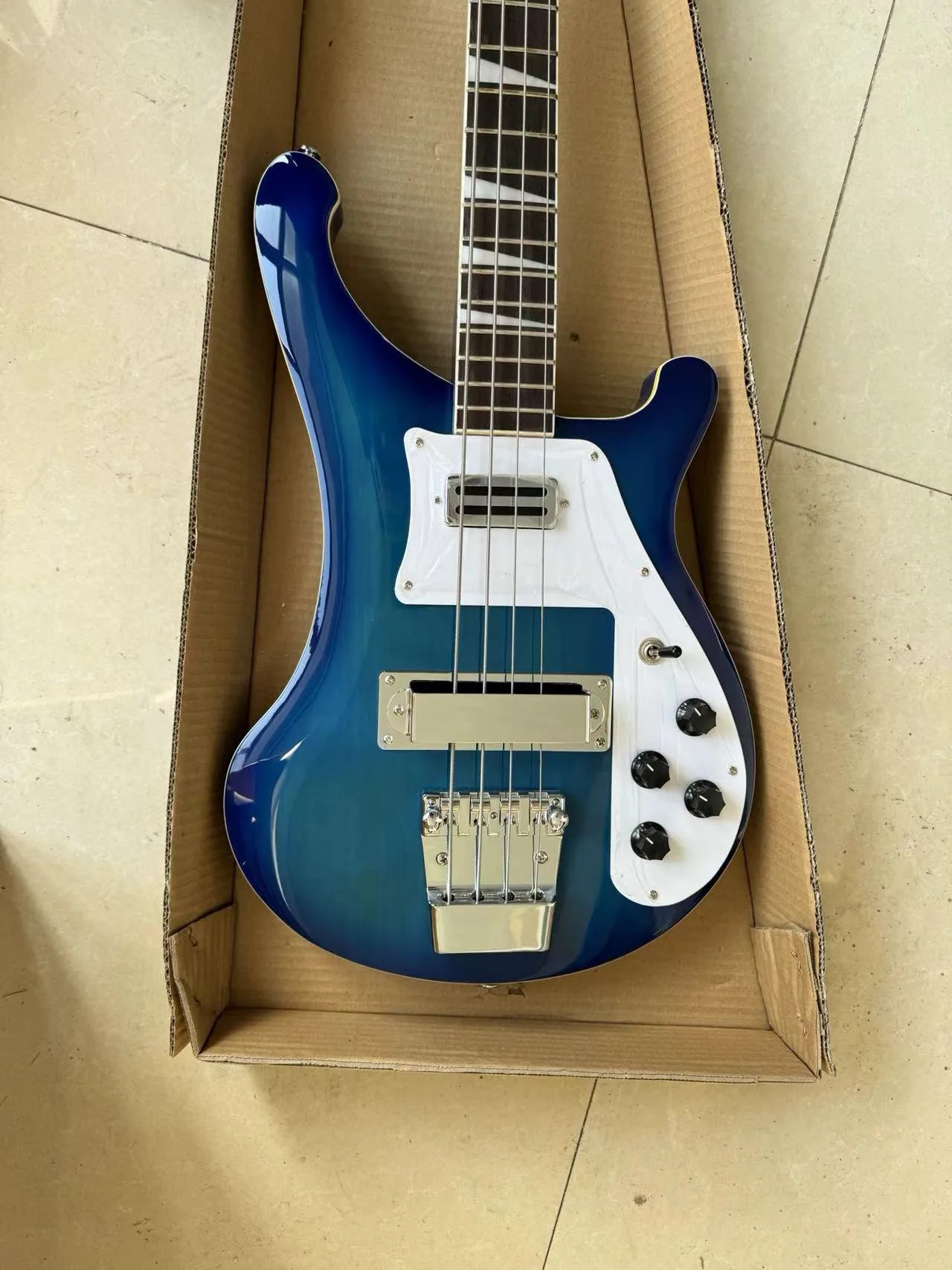 

In Stock Blue 4 Strings Electric Bass Guitar Mahogany Body And Neck Chrome Hardware Glossy Finish Free Delivery