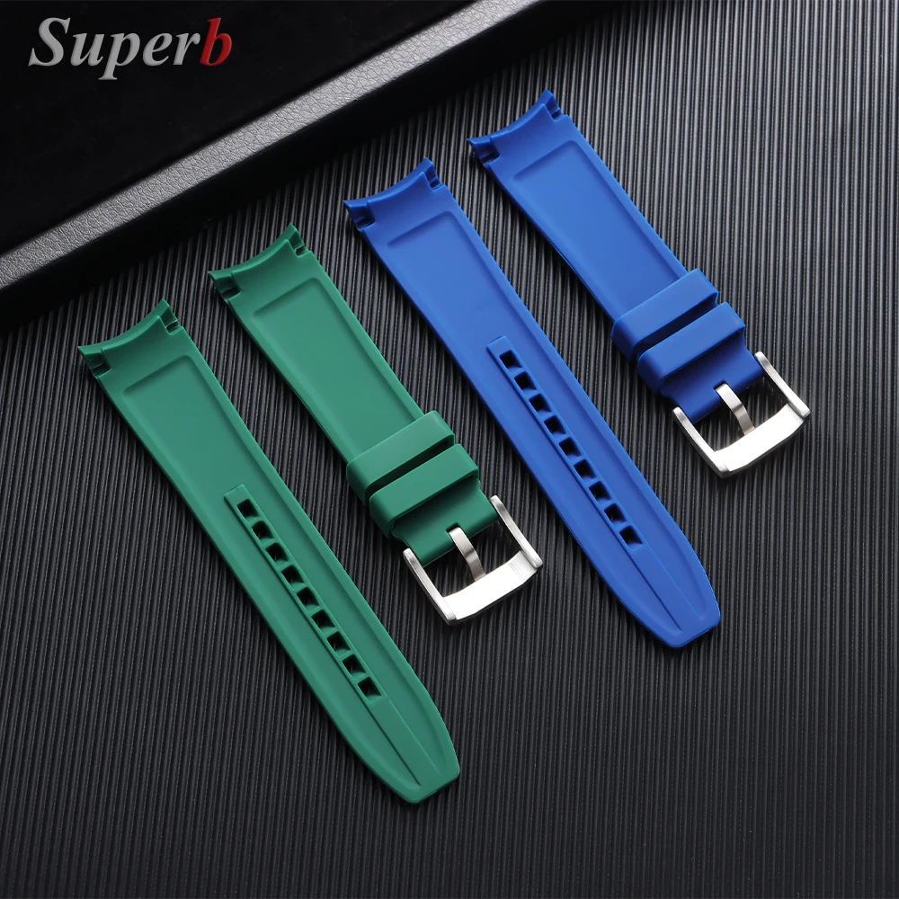 Curved End Silicone Sports Watch Band - Soft, Waterproof Rubber Wristband
