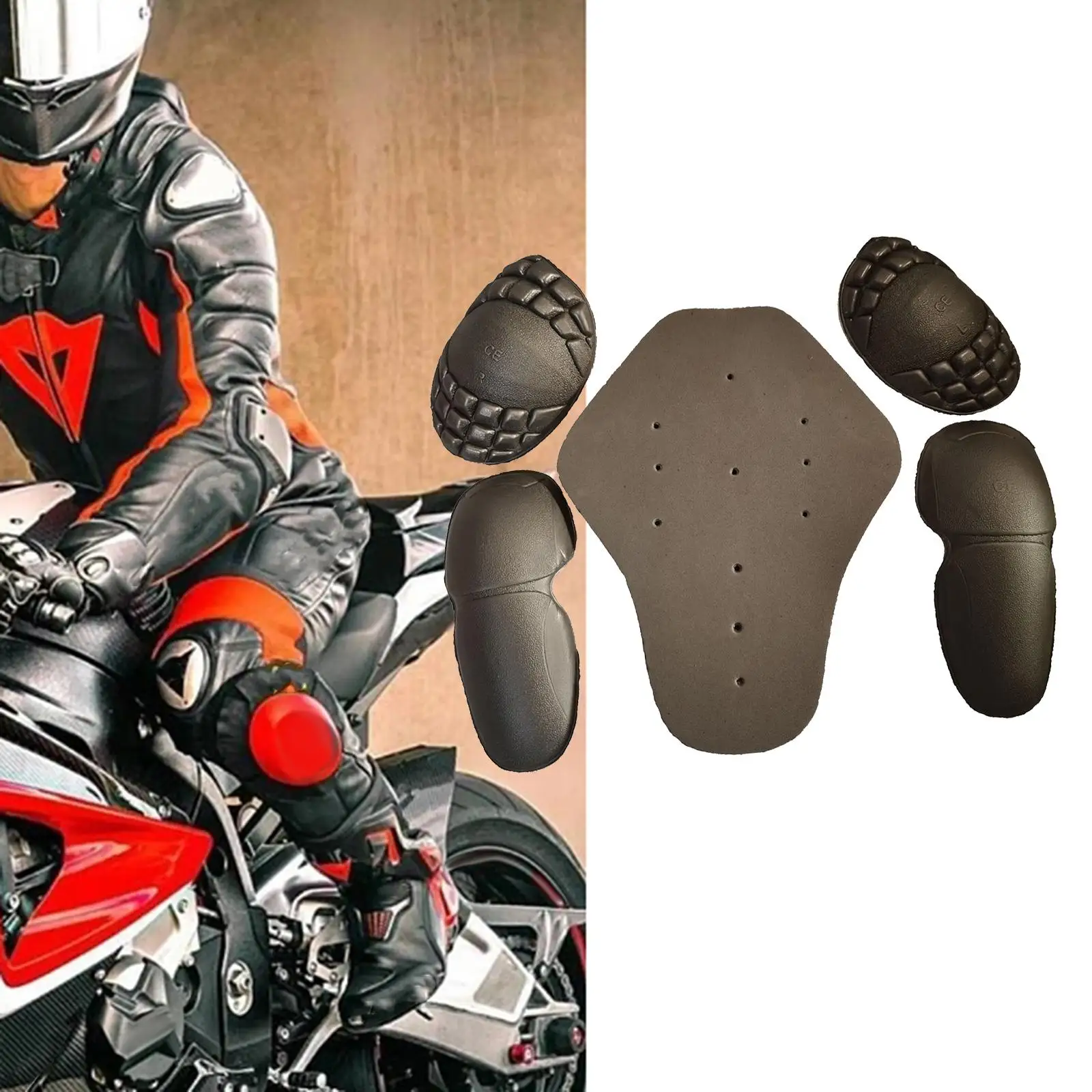 

5x Motorbike Body Protective Gear Breathable Insert Protector Set Motorbike