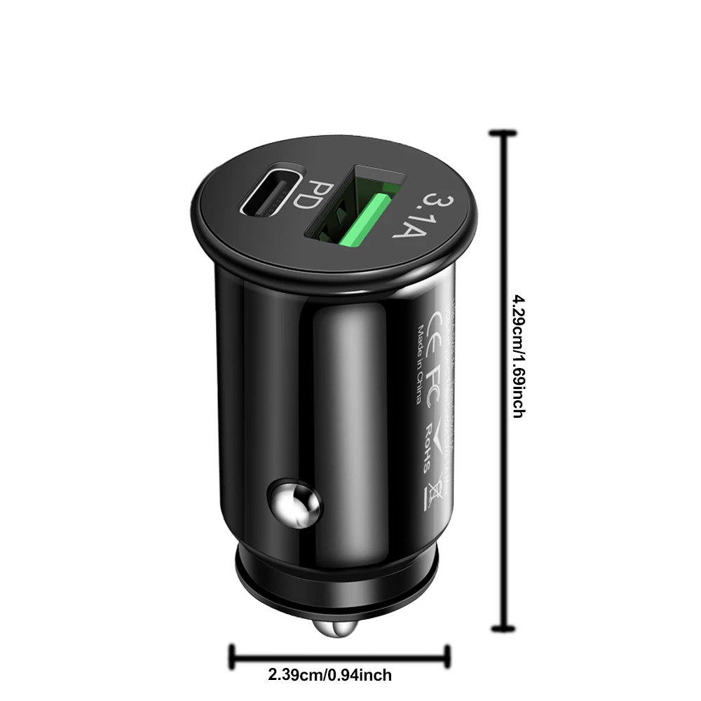 3.1A 15W USB C Car Charger Type C PD Fast Charging USB Car Phone Charger For iPhone 13 14 Pro Xiaomi Huawei Samsung