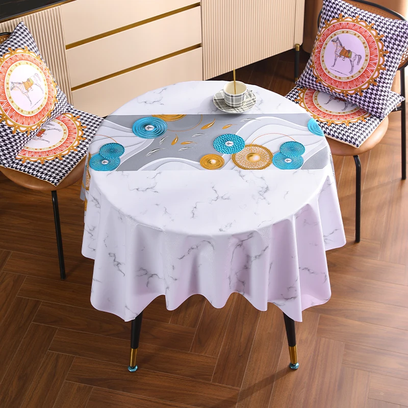 

Table cloth, washable, oil resistant, waterproof, and scald resistant, PVC mat, small round table, new home style