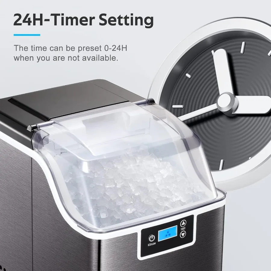 Countertop Nugget Ice Maker with SelfCleaning Function for Home and Office Use Produces Chewable Pellet Ice and Crushed up