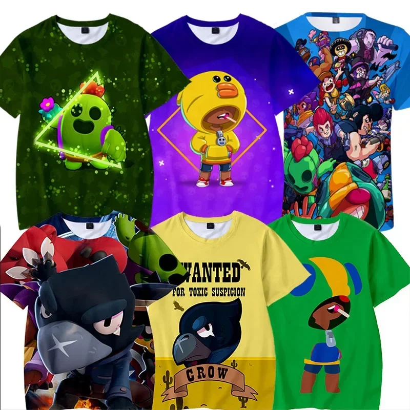 Summers T-shirt Brawl Stars Short Sleeve Child Kids Leon Crow T Shirt 3d T Shirts Tees Girls Harajuku Boys Clothes