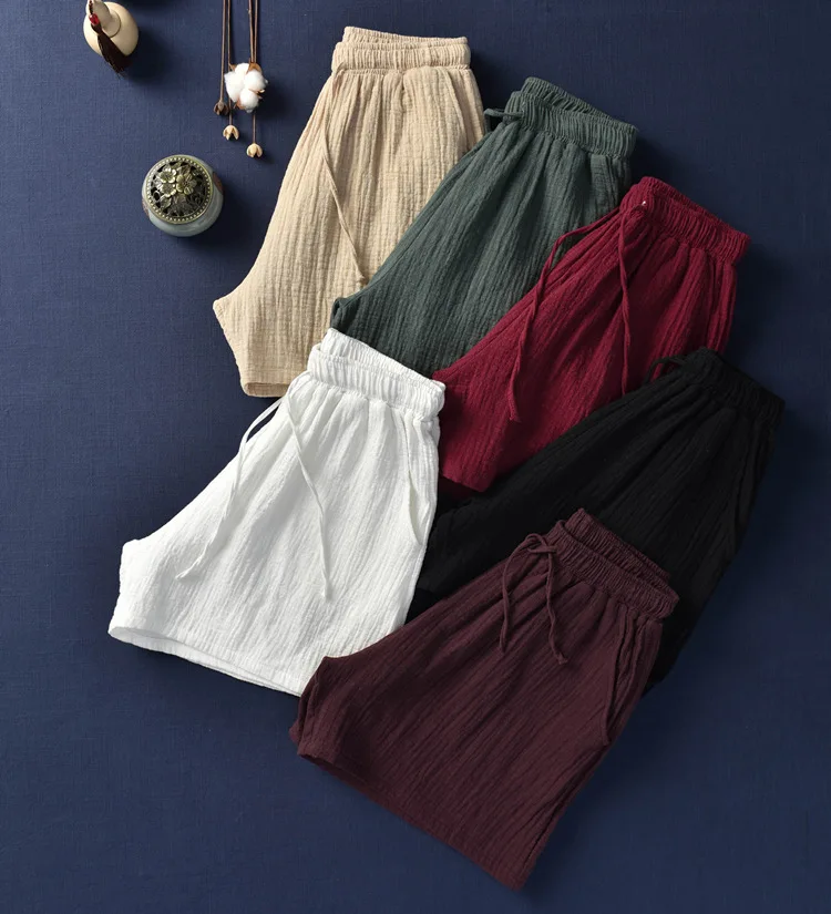 New Style Cotton Linen Women Shorts 2022 Summer New Solid Elastic Waist Women Shorts Wide Leg Shorts RV626 trendy plus size clothing