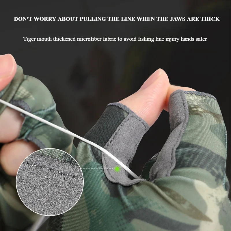 Professional Fishing Gloves Men's Outdoor Ice Silk Gloves Sunscreen Dew Finger High Elastic Non-slip Cycling Half Finger cycling gloves fishing gloves