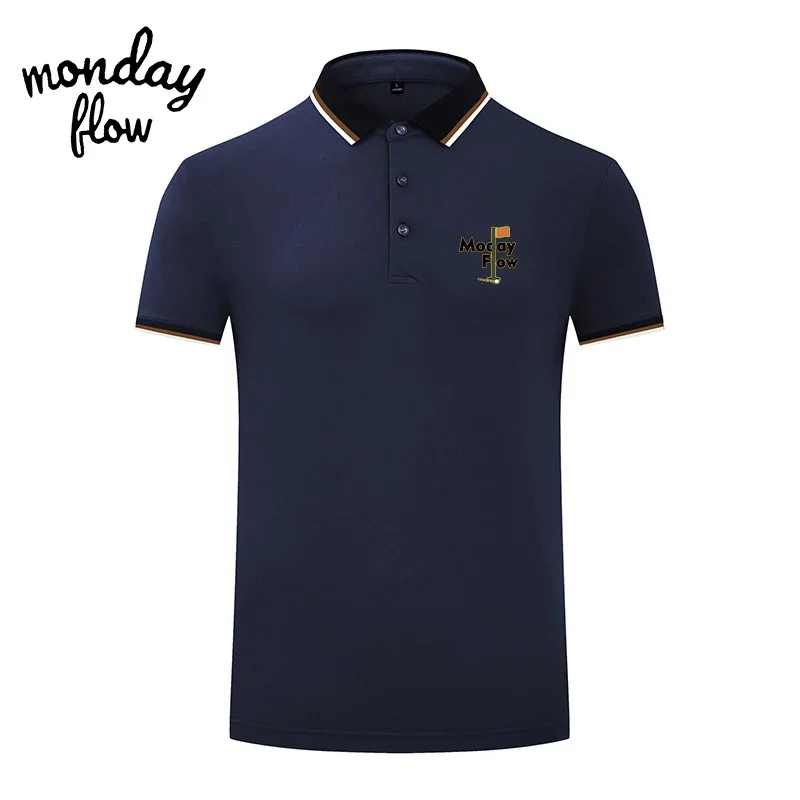 Monday Flow 여름 코튼 골프웨어, 통기성 빠른 건조, 반팔 골프 의류, 탑 티셔츠, 폴로 셔츠