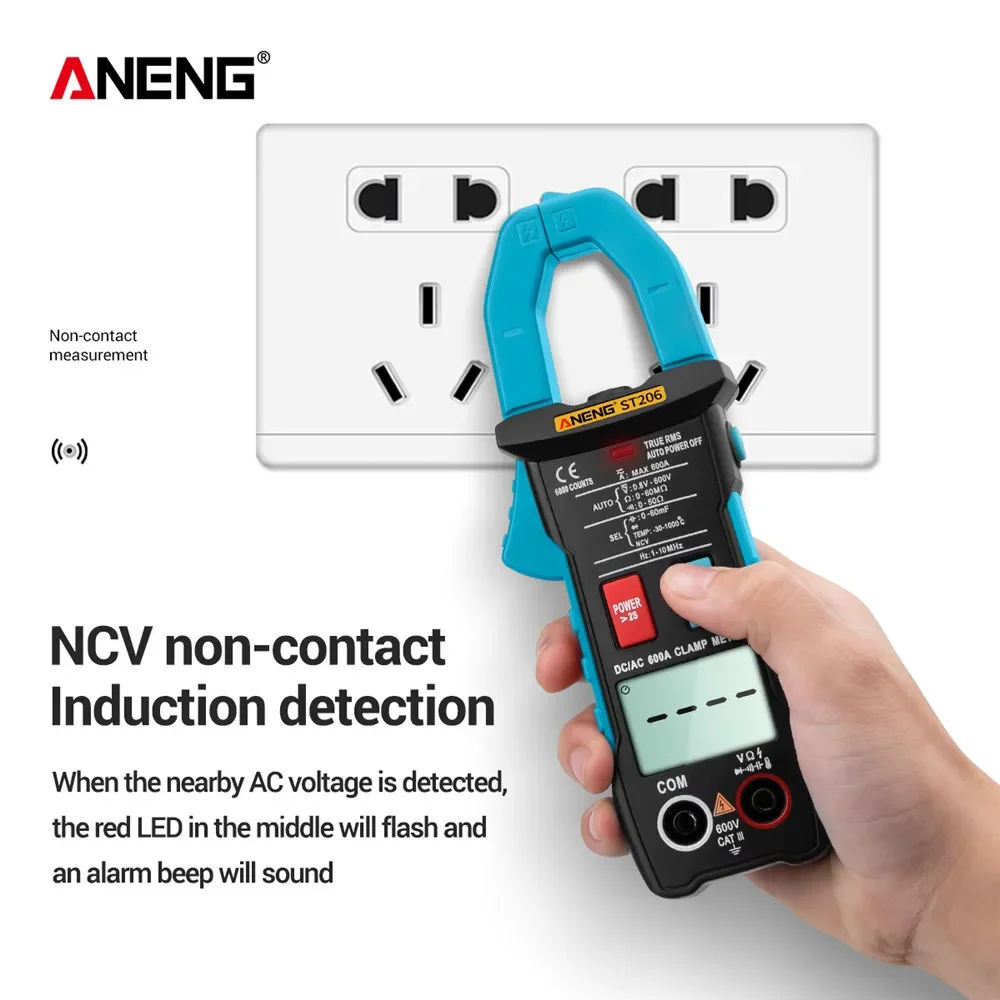 ANENG  Ŭ  Ƽ, 6000 īƮ, Ʈ RMS , DC/AC  Ŭ, DC , 丮Ʈ ׽, ST206