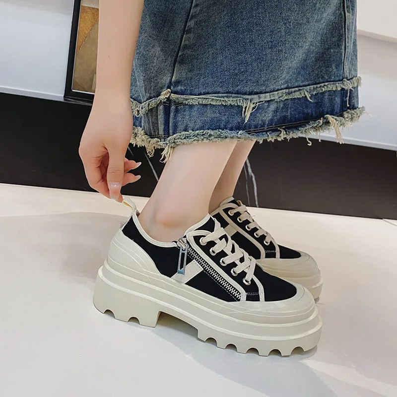 New Korean Chunky Sneakers Women Shoes Wedge Heel Platform White Shoes Casual Popular Comforable Summer Autumn Vulcanized Shoes