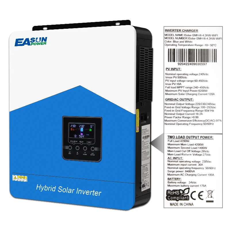 Description Picture 6 of itemEASUN POWER Hybrid Solar Inverter Pure Sine Wave MPPT 7KW 4.2KW 3.2KW 2.2KW 12V 24V 48V 220v Solar Charger Power Home Inversor