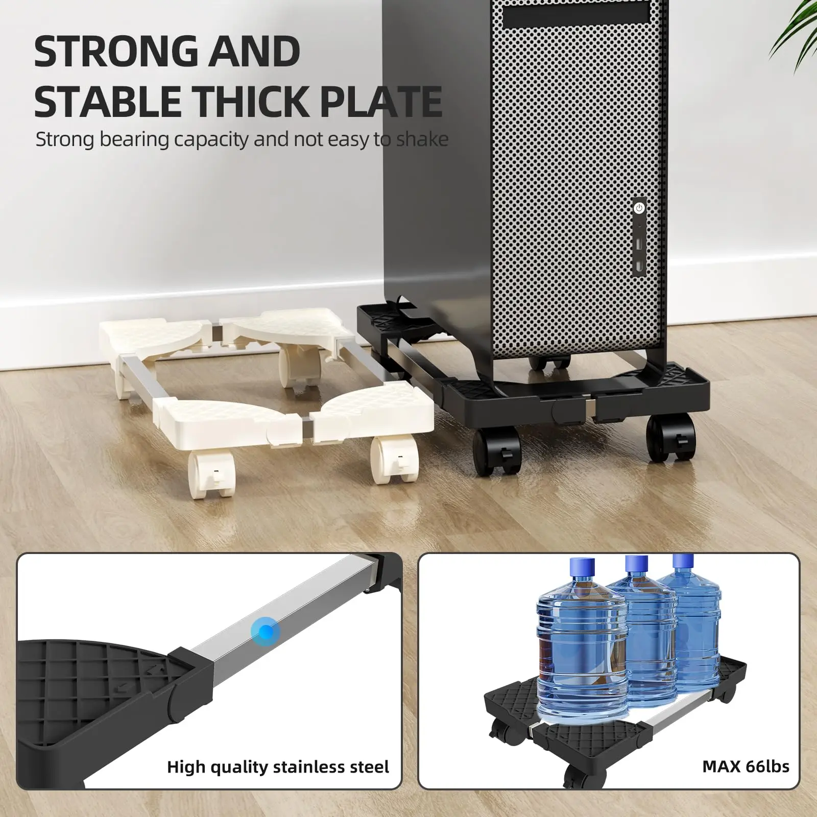 Adjustable Mobile CPU Stand Holder Tower Stand with Rolling Caster Wheels Computer Stand for Tower Fit Most PC Desk Accessories 4