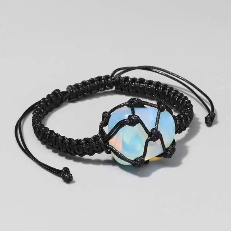 Unregelmäßigen Natürlichen Opal Raw Stein Quarz Healing Armband Handmade Geflochtene Armbänder Männer Frauen Einfache Reiki Einstellbare Schmuck