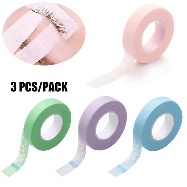 3 Rolls Lash Tape for Eyelash Extension Breathable Micropore Fabric Easy Tear Eye Tapes Eyelash Extension Tape 9m