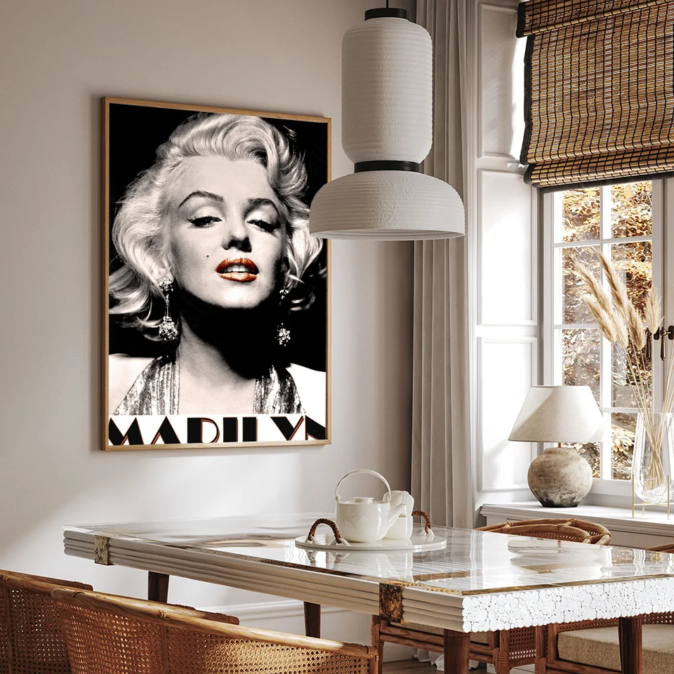 マリリン・モンローの白い紙のポスター,壁の芸術の絵画,書斎の装飾,HD