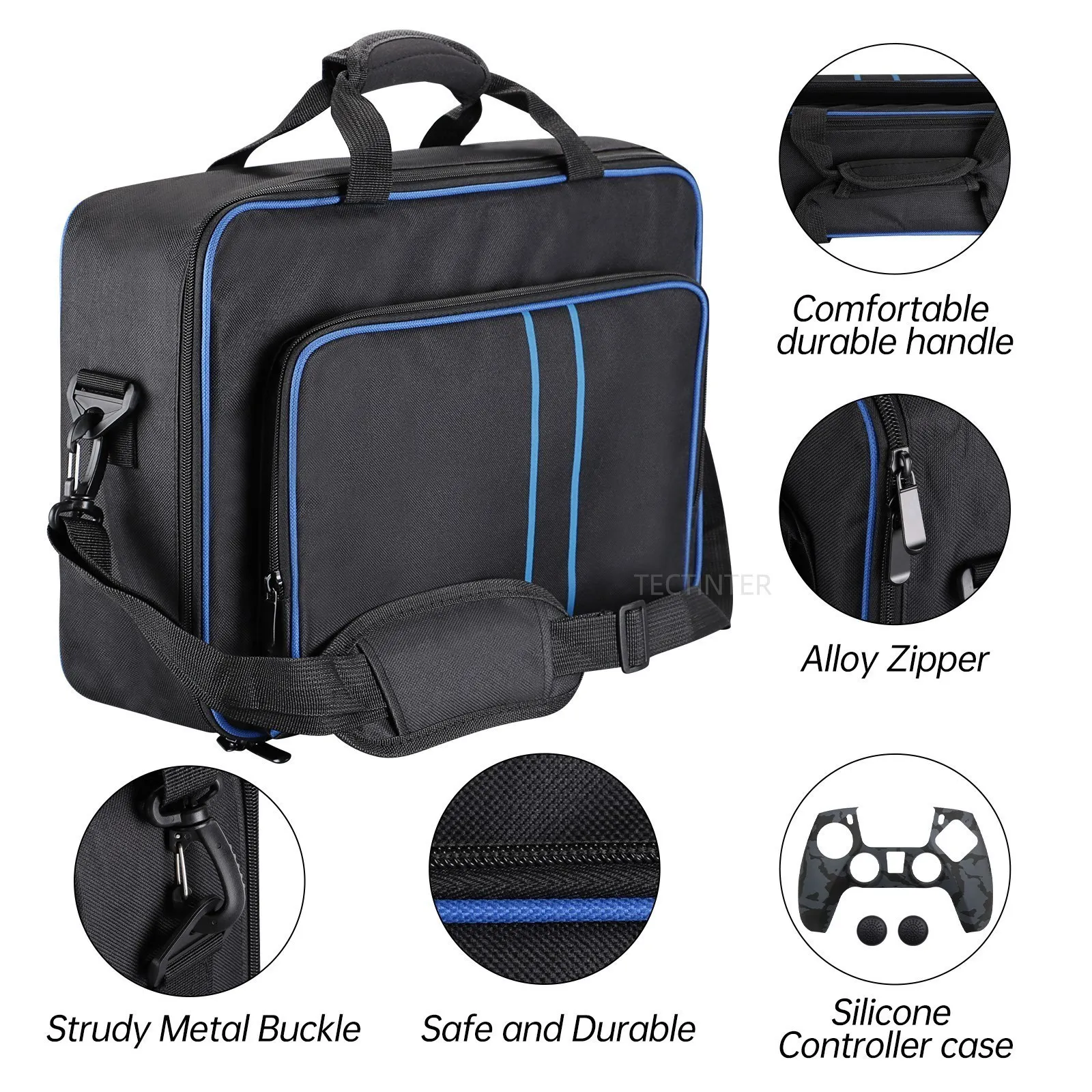 Bolsa de almacenamiento portátil para PS5, estuche de transporte de viaje  para Sony Playstation 5, bolsa de almacenamiento grande de hombro protector,  bolso de mano