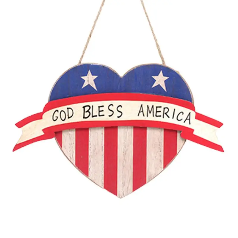 Bandiera Americana Hanging Board Wall Wood Hanging Quarto Di Luglio Sign Decoration God Bless America For Garden Home Decor
