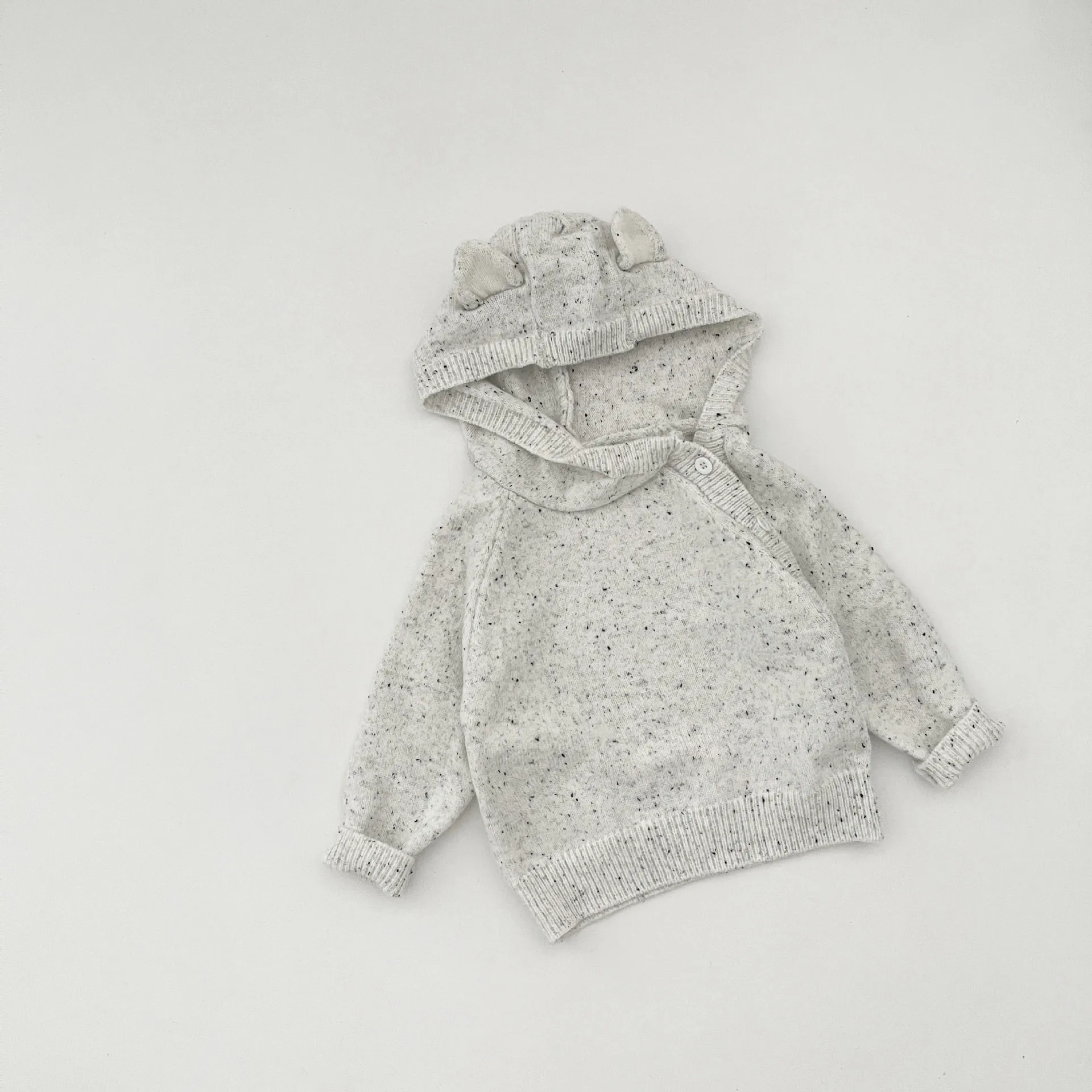 한국 아동용 스웨터 2025 가을 겨울 신상  루즈 베어 이어 후드 스웨터 니트 탑 코트