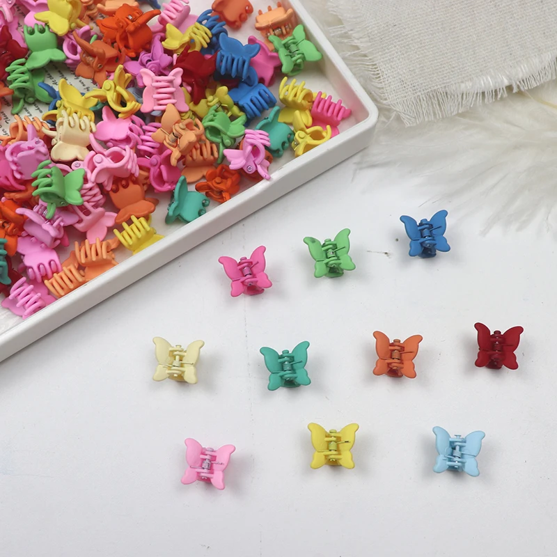 10/20/30Pcs Schmetterling Form Haar Klaue Clip Mädchen Haar Zubehör Mini Nette Cartoon Haar Clips Candy farbe Haarnadeln