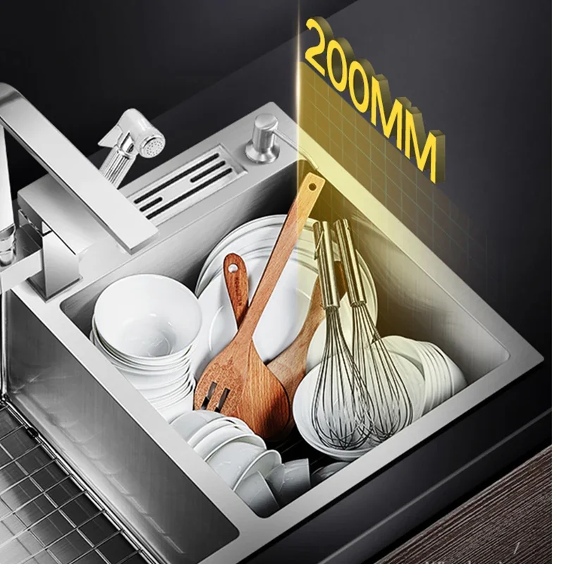 304 Stainless Steel Thickened Restaurant Kitchen Sink Home Improvement Manual Double Tank Kitchen Fixture Undermount Basin Set Y 5