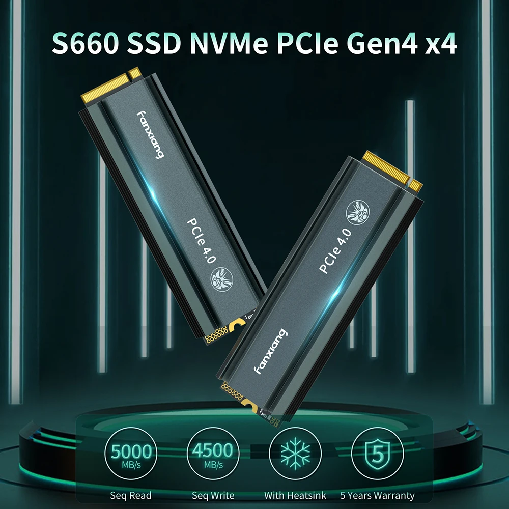 Fanxiang-unidade de Estado Sólido Interna para Ps5 S660 Ssd 500gb 1tb 2tb 5000 Mbps M.2 Nvme Pcie4.0 x Desktop pc Playstation 5 - Imagem 5