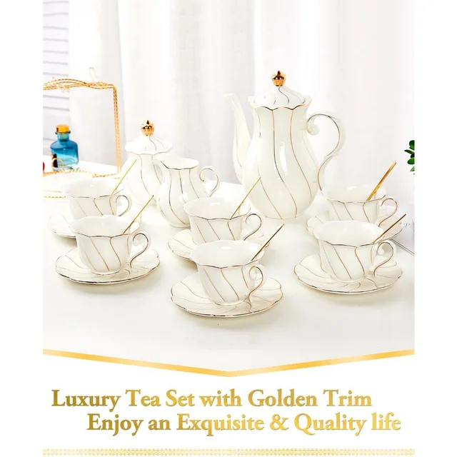 2150-2c6daa.jpg Luxury 6-Piece White Porcelain Tea Set with Gold Trim – British Style Elegant Teacup & Saucer Set for Women, Ideal for Tea or Coffee