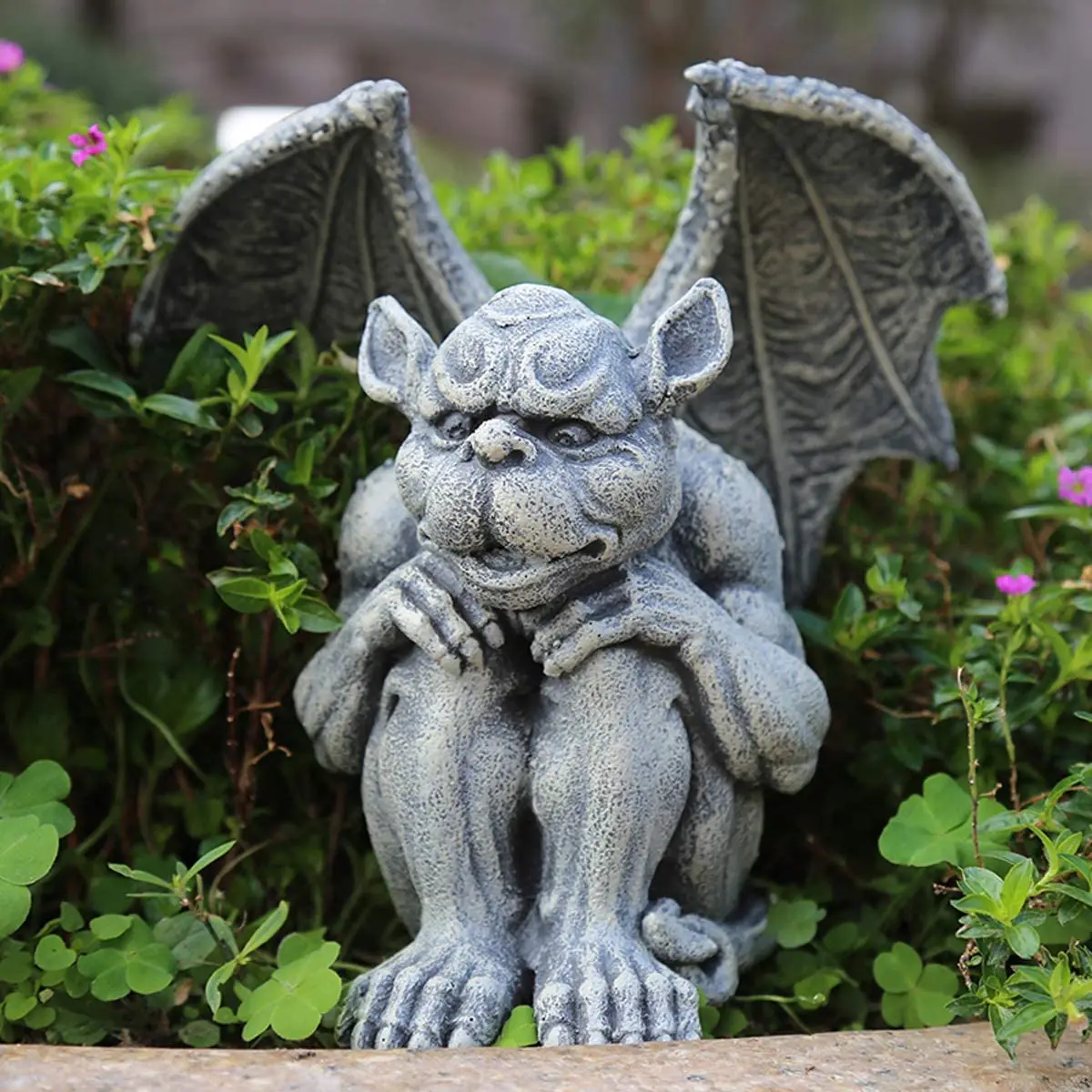 

Gargoyle Statue Garden Guardian Sculpture Figurine Gothic Indoor Outdoor Garden Decor Statue, Sitting with Hands on Knees
