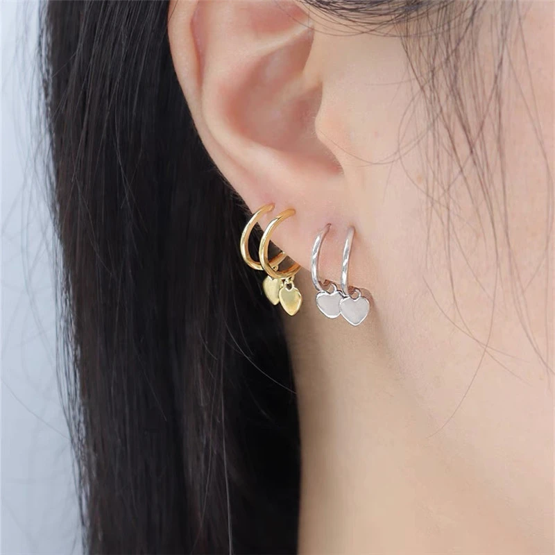 Pendientes con borla y doble corazón para mujer y niña, joyería hecha a mano, regalo de boda, eh1437| | - AliExpress