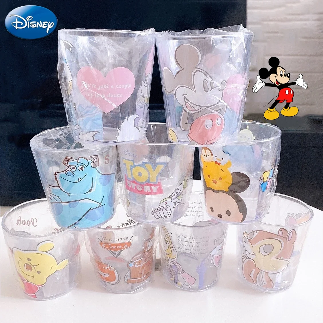 Фото Детская чашка серии Disney, Микки и Минни Маус, Детская кружка для питья водой и молока, ополаскиватель для полоскания рта, пух, Маккуин, цилиндрическая чашка с мультяшными зубами №1