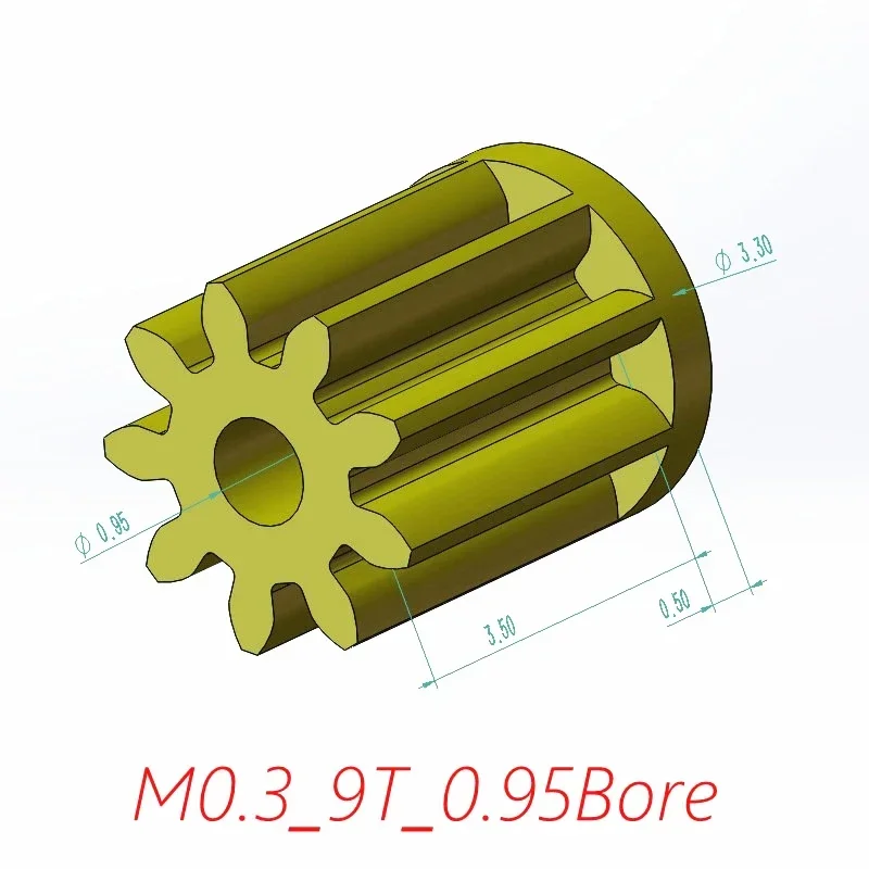 0.3M 나일론 기어 피니언 DIY 모터 모델, 톱니 1/1.2mm, 9, 10, 11/12..