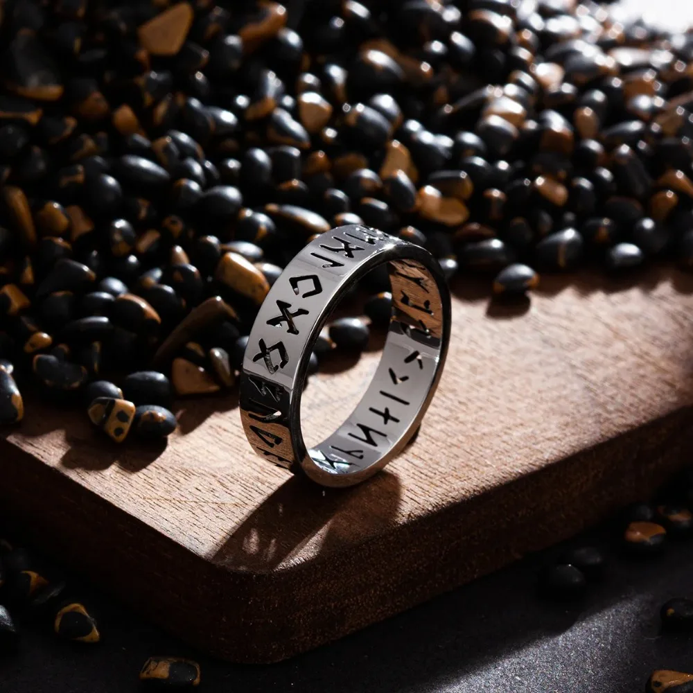 6mm Out Odin Norse Viking Amulet Rune Rings for Men Wedding Jewelry Valentine's Gifts