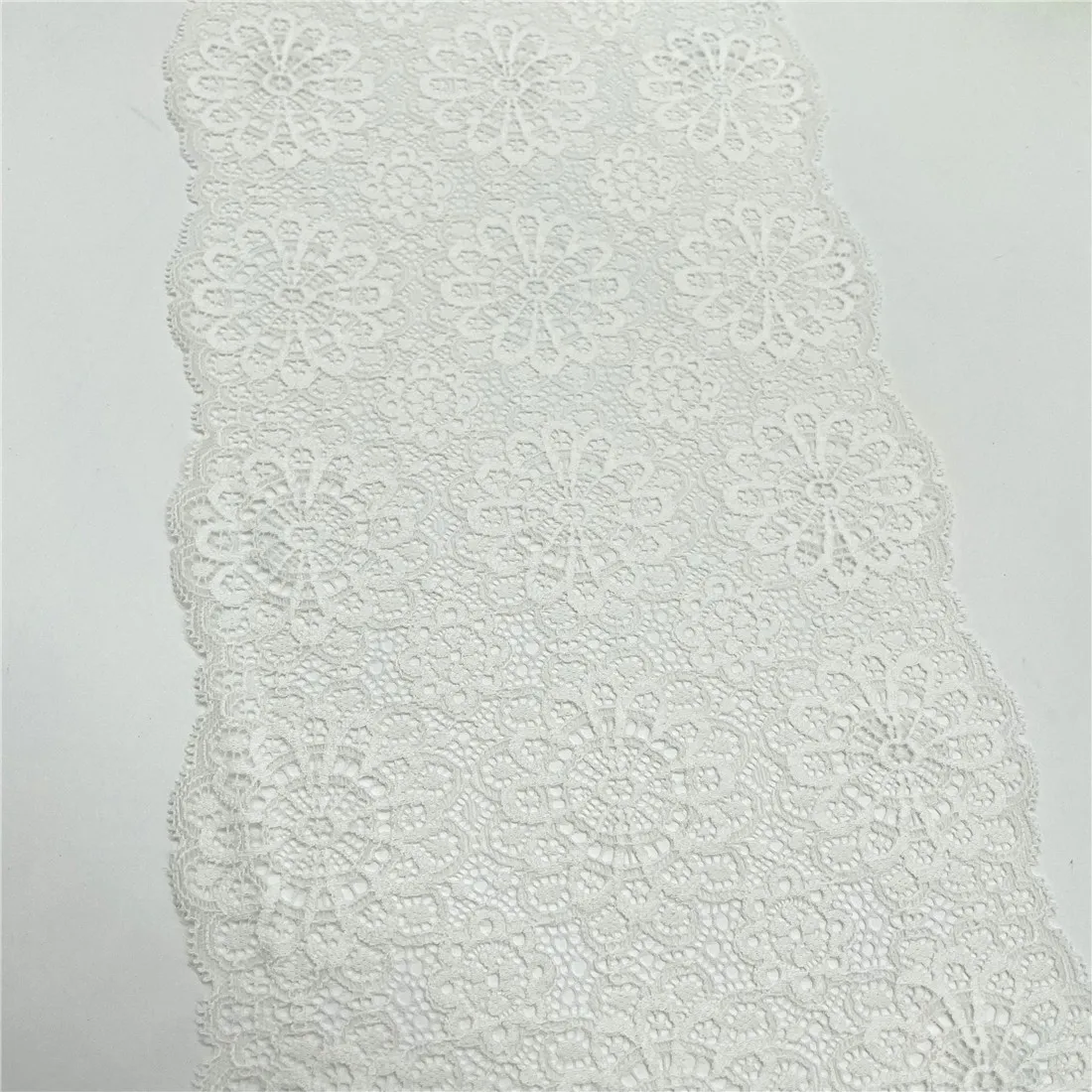 3y/lot Width 20cm White Elastic Stretch Lace Trim Clothing Sewing Craft DIY Apparel Fabric Lace Garment Accessory Lingerie 6