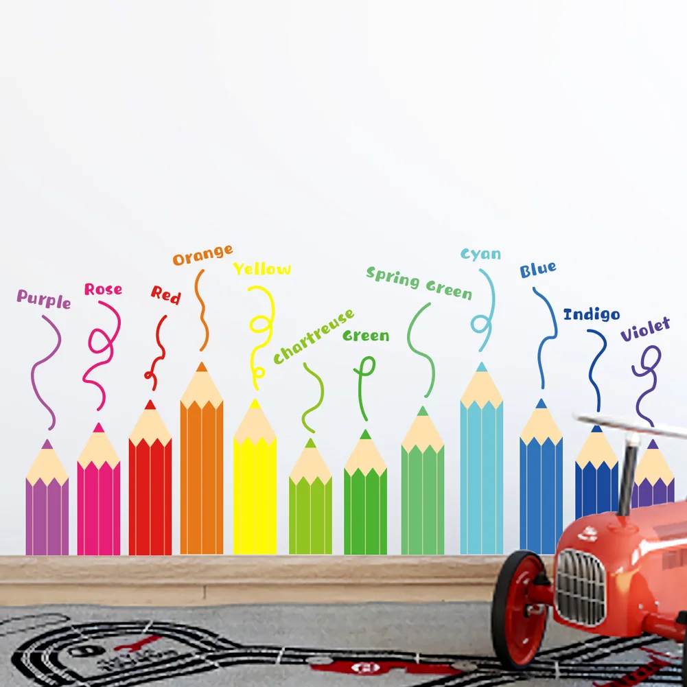 Cartoon Rainbow Crayon Wall Stickers Kids Room Bedroom Background Decoration Wallpaper Home Decor Self Adhesive Nursery Decals wall stickers luminous wall stickers vinyl decal stickers children room decoration
