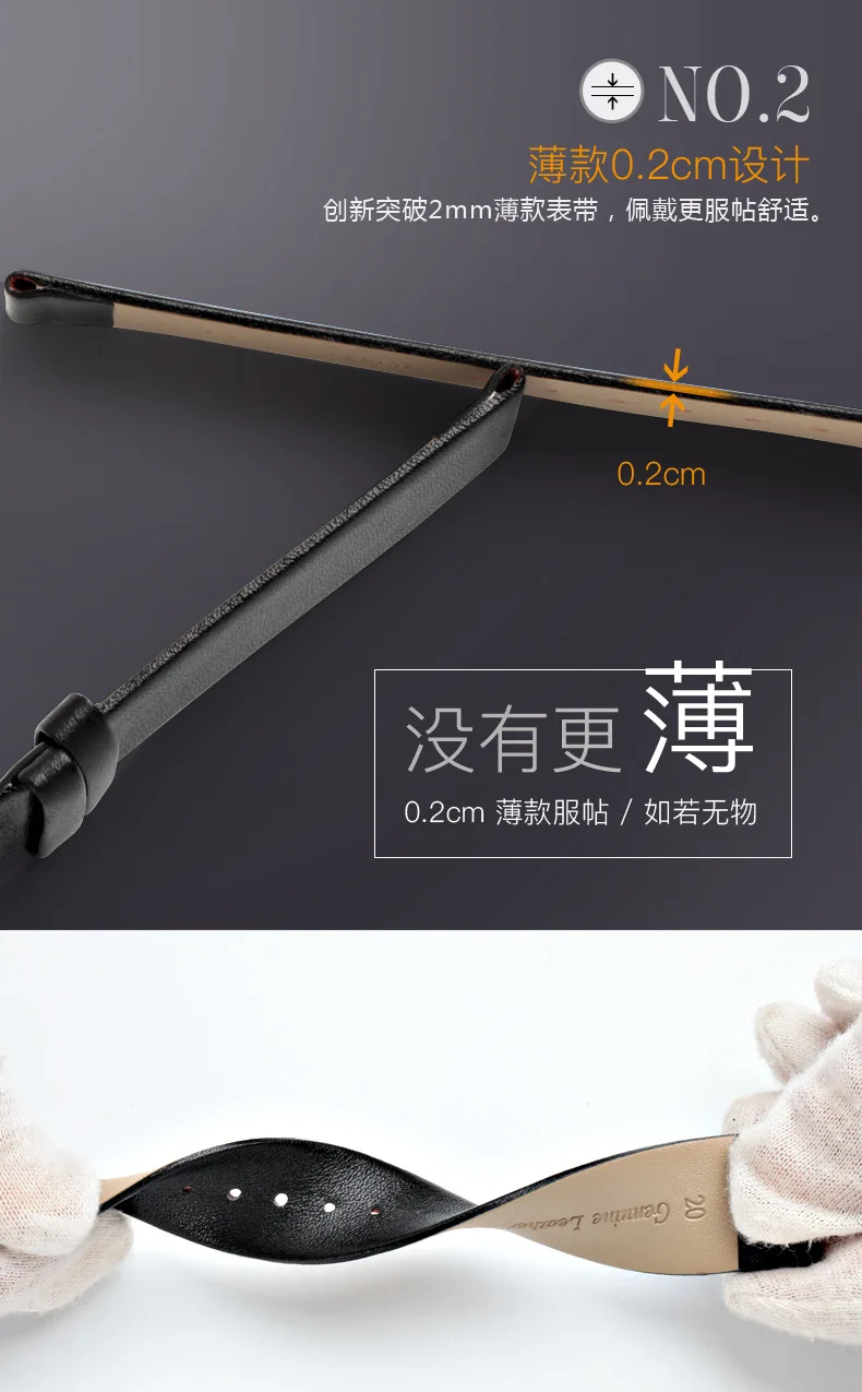 Genuine leather unisex ultra-thin butterfly buckle top layer strap compatible for ck dw fossil watchs 12mm 13mm 14mm watch  band