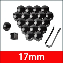 Universal Car Wheel Nut Protective Covers - Rust - Proof Decorative Hub Caps Accessories (Black (17mm))