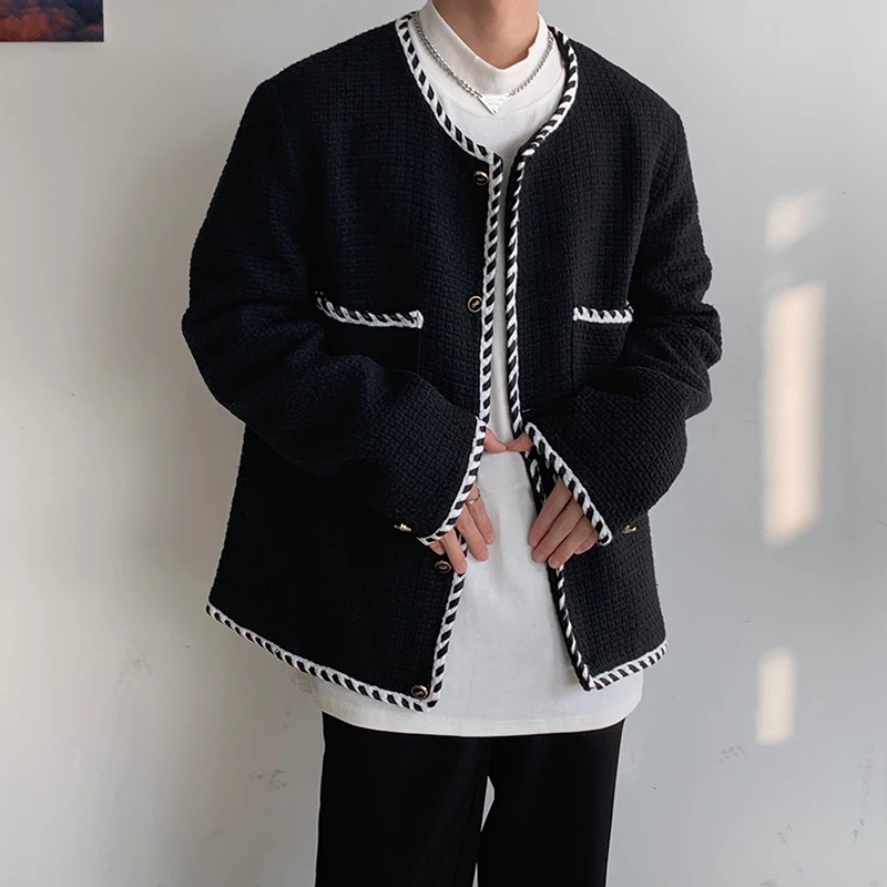 

2023 Men's 2 Color Short Style Popular Jacket Handsome Loose Round Neck Coats Thickened Fabric Fashion Trend Outerwear M-XL