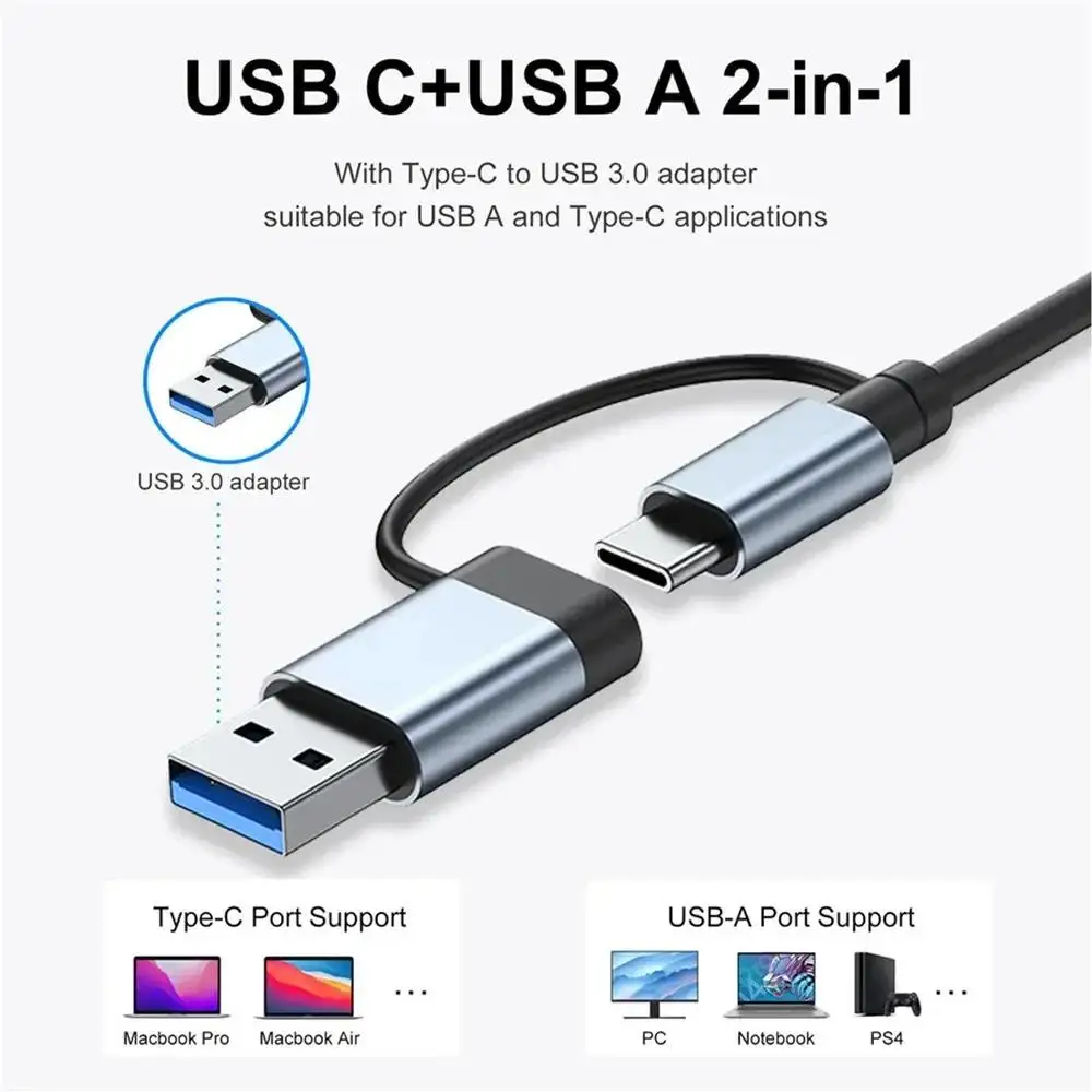 8 in 1 USB Hub A Type C 3.0 Concentrator Docking Station 8 Port Extensor Adapter SD TF Card Reader Audio Multi Dock Splitter Hub card reader sd card reader
