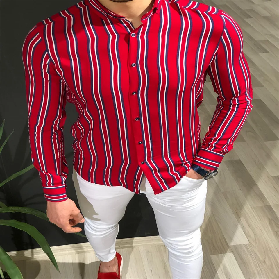 Camicia Uomo A Righe A Maniche Lunghe - Casual Business Con Risvolto, Vestibilità Regolare, Morbida