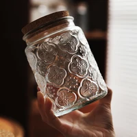 Retro Begonia Pattern Glass Sealed Jar Creative Food Grade Dried Fruit Snack Nut Storage Jar Kitchen Storage Supplies 1