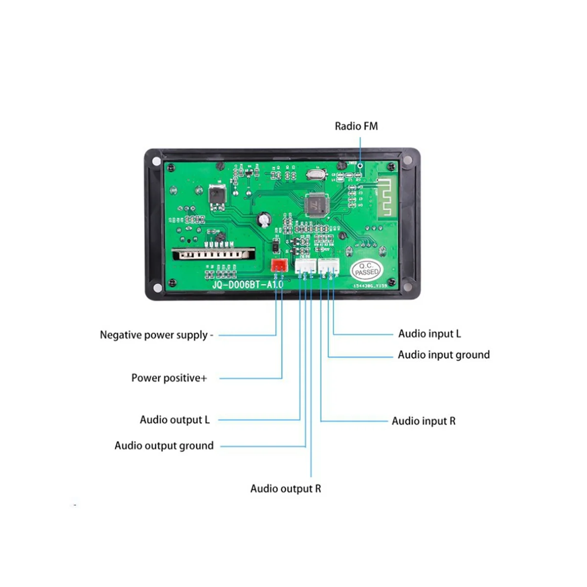 Placa decodificadora de MP3 para coche, receptor de Radio, reproductor Mp3, Bluetooth V5.0, módulo SD, USB, MP3, FM, grabación AUX, CC de 12V