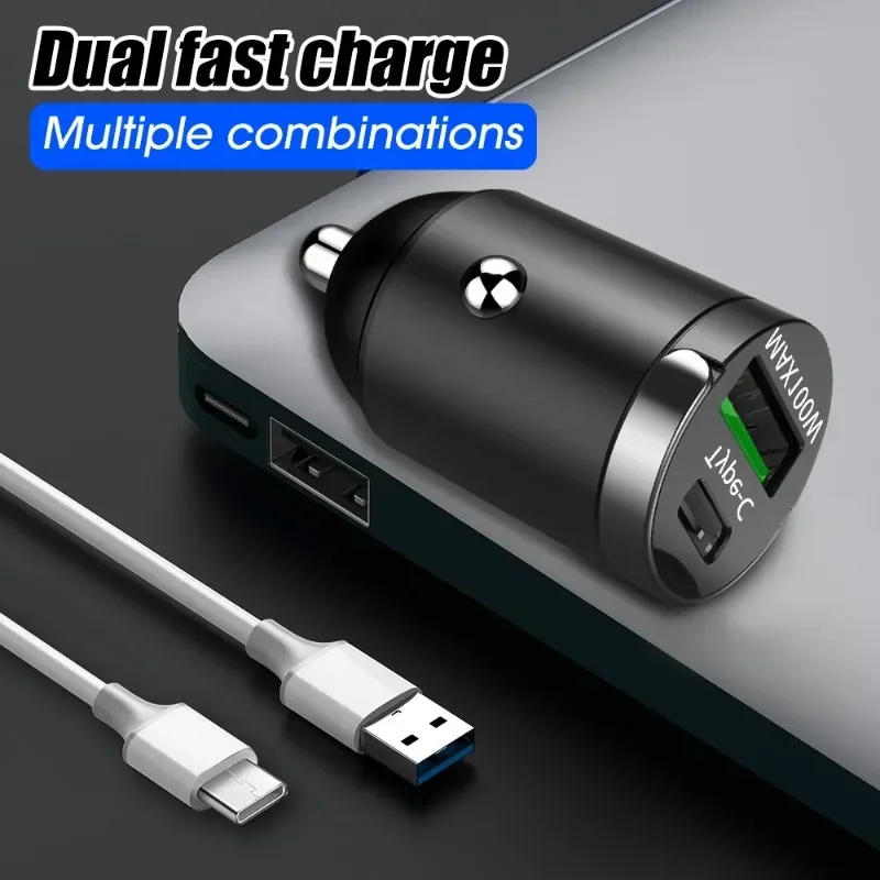 차량용 USB C 타입 고속 충전기 라이터, 아이폰 QC3.0 PD30W, 미 삼성 화웨이 전원 어댑터, 100W