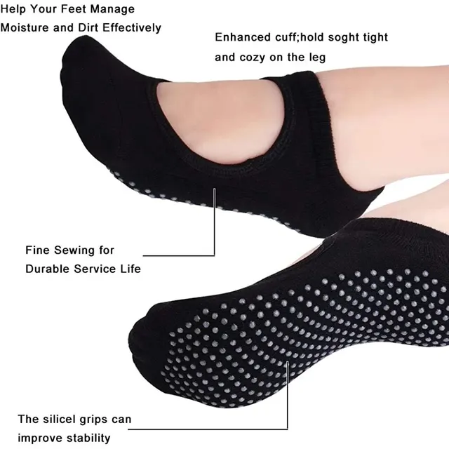 Backless Non-slip Fitness Yoga Socks Cotton Women Sport Pilates Socks Ballet Dance Slippers Barefoot Sock Workout for Gym 2
