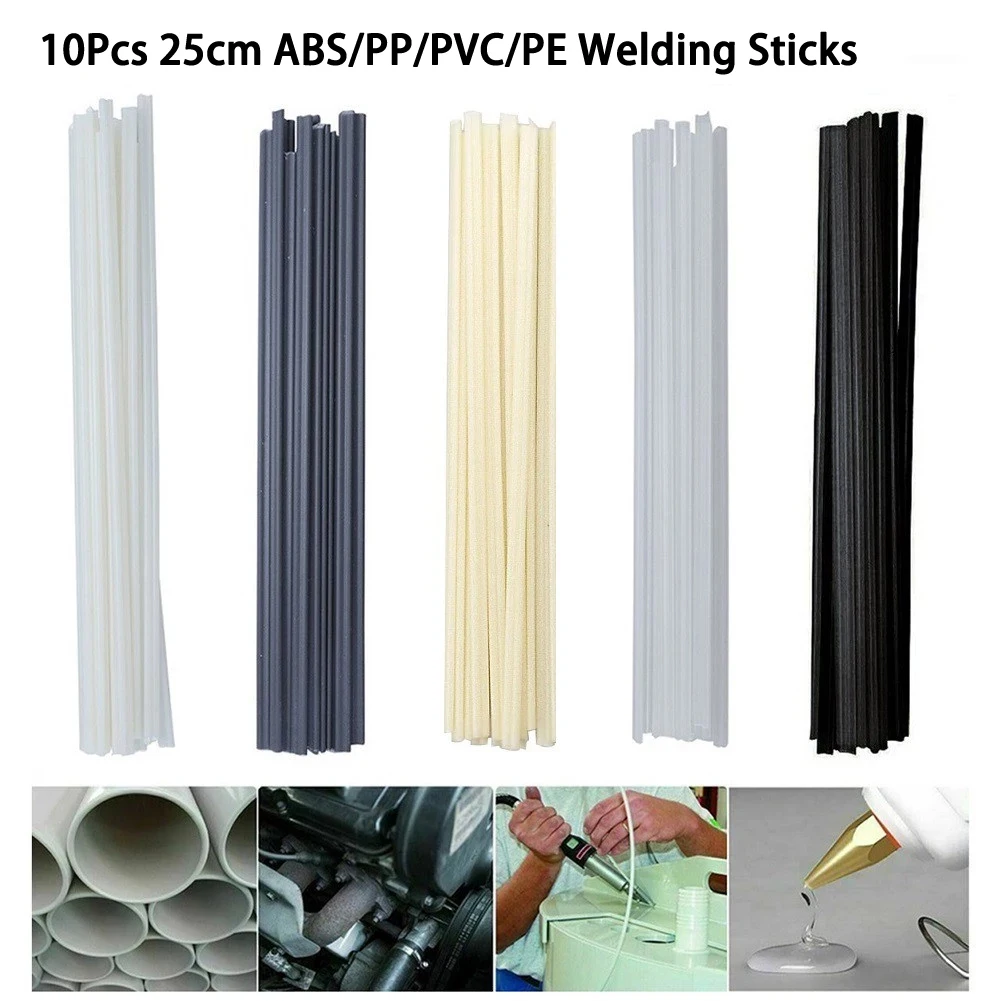 Welding Rods Plastic Welding Rods 10pcs 250mm Plastic Welding Rods ABS/PP/PVC/PE Welding Sticks For Plastic Welder Gun Bumper Repair Supplies Tool