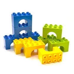 Large Building Blocks Train Set - Electric Locomotive & Interactive Railway Track (10pcs bridge piers)