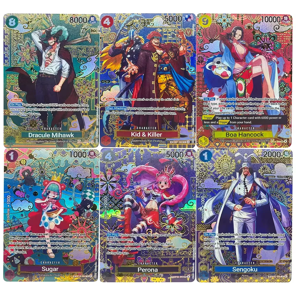 ONE PIECE Collection Cards DIY Dracule Mihawk Boa Hancock Sugar Perona Sengoku EN Self Made Game Anime Cards Gift