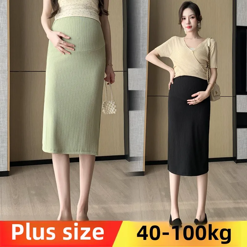 I63318# Maternity Skirt Skirts Korean Plus Size Stretch Split Summer Slim Women Pregnancy Clothes Pregnancy Skirt