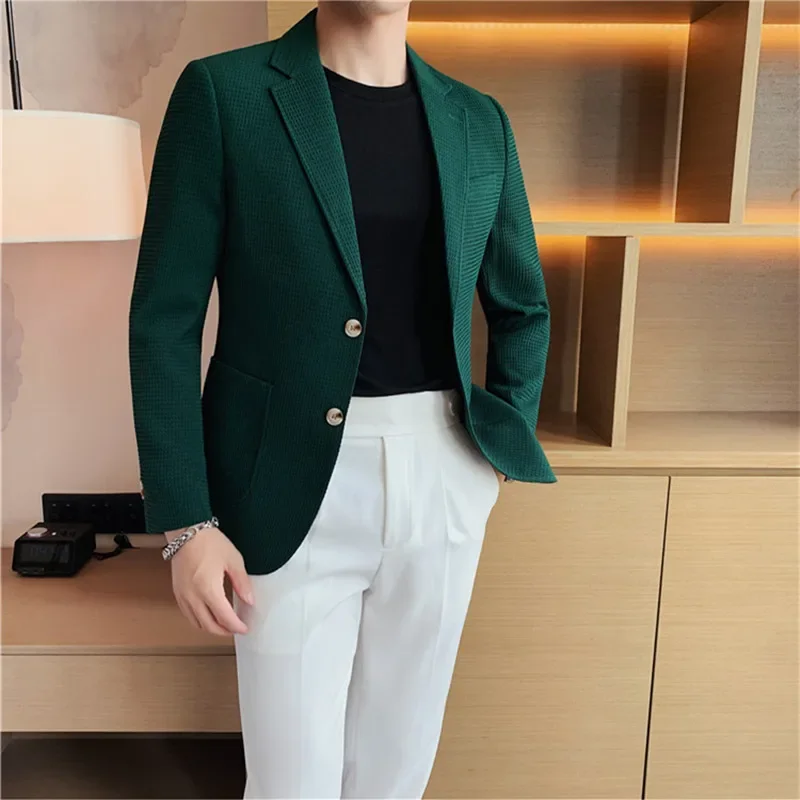 Mens Blazer Male Casual Suit Jackets Wedding Slim Fit Outwear Oversized Single Breasted