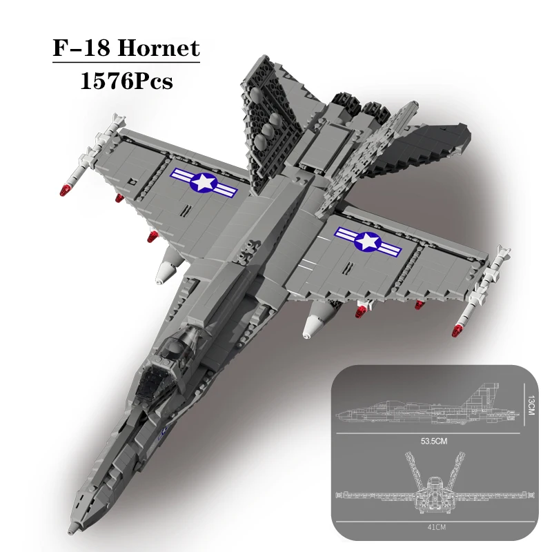 

Military Aviation F-18 Bumblebee Shipborne Fighter Assembled Large Aircraft Model Small Particle Educational Building Block Toy